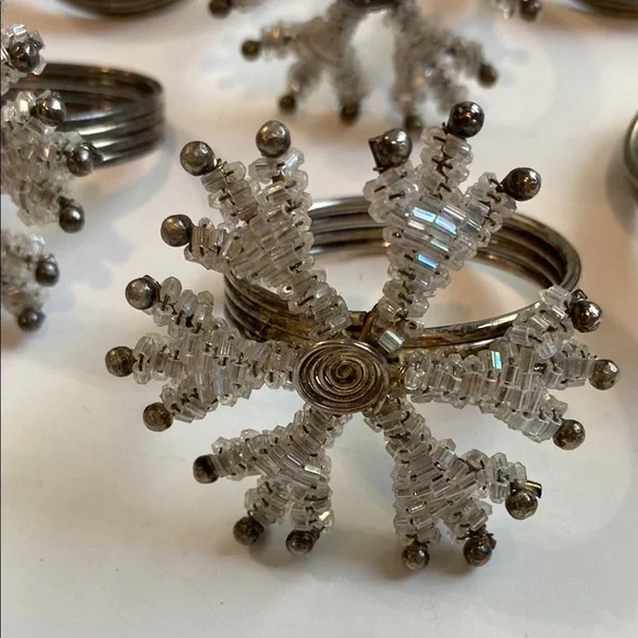 Silver Snowflake Napkin Rings 6x - Picture 3 of 10